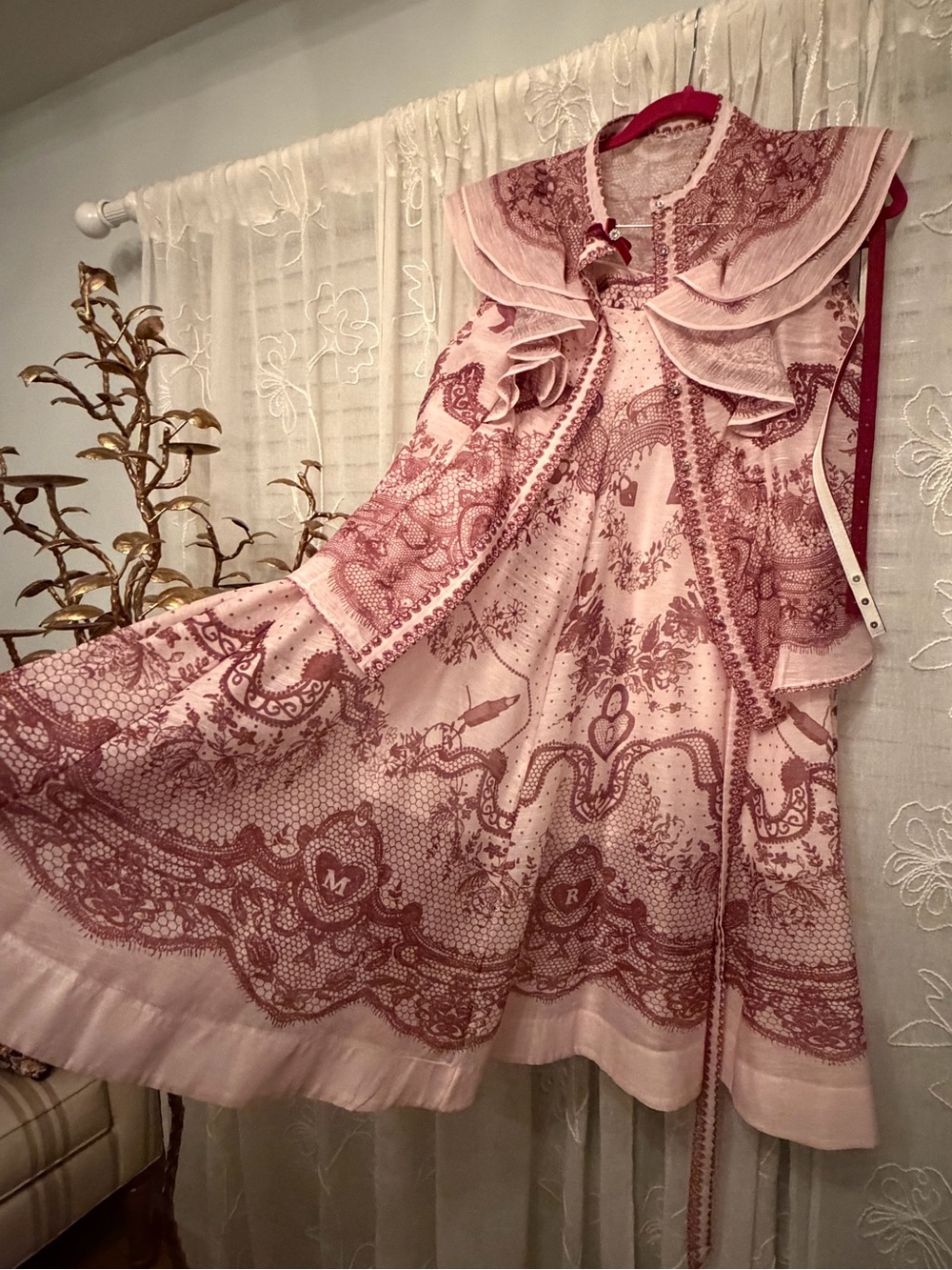 Pink Paisley Print Ruffled Dress - Picture 2 of 4